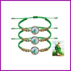 Saint Benedict Beaded Bracelet Set Adjustable Rope Evil Eye Luck